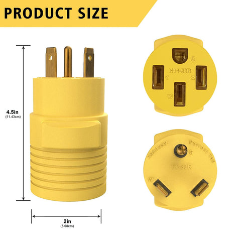 50 amp to 30 amp Rv adapter PVC 30 Amp Male (TT-30P) to 50 Amp Female (14-50R) TT-30P to 14-50R Outlet...