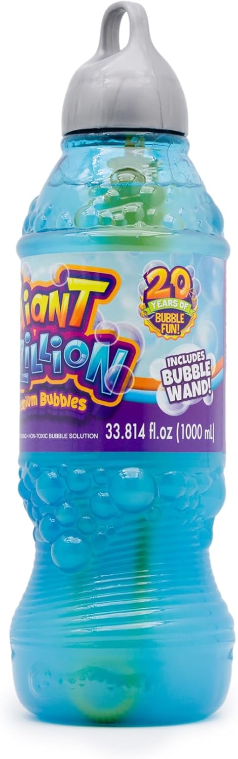 Gazillion Bubbles, Giant Bubbles Solution 1L - Create Giant Bubbles with Elite Formula & 7-in-1 Bubble Wand - Non-Toxic & Safe...