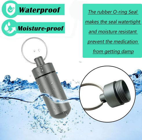 5 Packs Mini Keychain Pill Holder Fob, EFFIET Waterproof Portable Tablets Container Case Aluminum Outdoor Camping Emergency Pill Capsule Box Bottl...