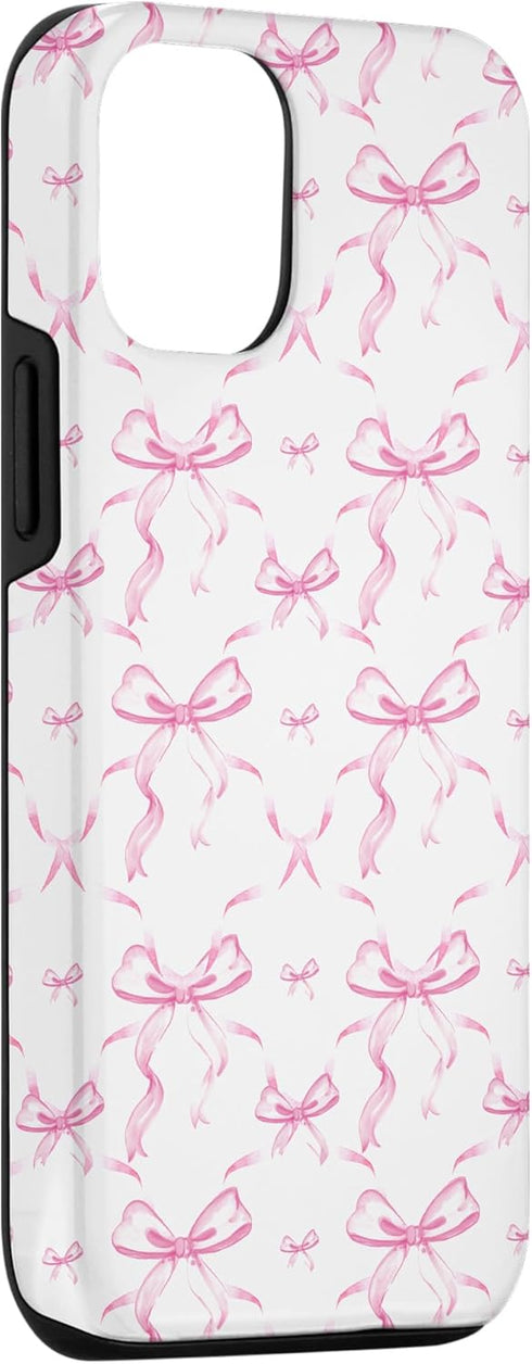 iPhone 13 Aesthetic Pink Ribbons and Bows in Watercolor Case...