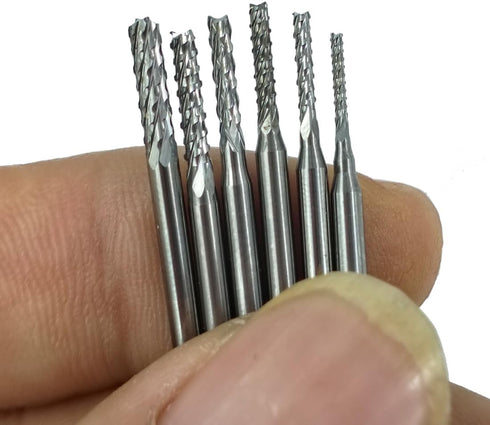 ?????? ???? 6 Pcs Cylinder Shape Aluminum Cutting Burr - 3/32'' Shank Miniature Carving File Tungsten Carbide Burr for Rotary Tools...