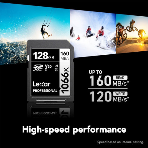Lexar 128GB Professional 1066x SD Card, UHS-I, C10, U3, V30, Full HD, 4K, Up To 160MB/s Read SDXC Memory Card, for DSLR & Mirrorless Cameras (LSD1...