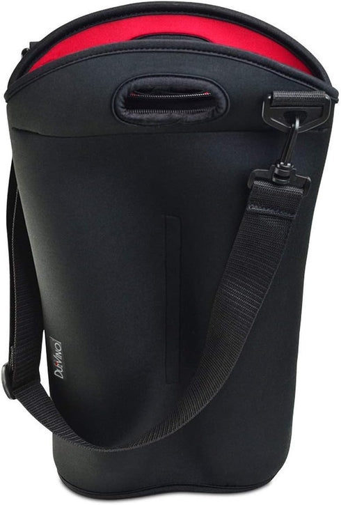 2 Bottle Wine Carrier Travel Bag - Thick Insulating Neoprene Wine Tote- Expandable 2 Bottle, Taller Design - Zipper Closes over Corked Bottles, Ad...