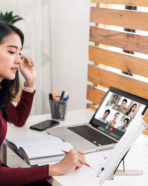 MSDADA Metal Book Stand for Desk, Adjustable Reading Rest Book Holder, Portable Cookbook Documents Holder, Sturdy Typing Stand for Recipes Textboo...
