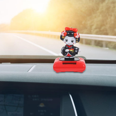 Kimono Solar Dancers Kimono Girl Sculpture Dashboard Dancing Solar Powered Car Japanese Kimono Doll Geisha Figurine Ornament Car Interior Decor Pu...