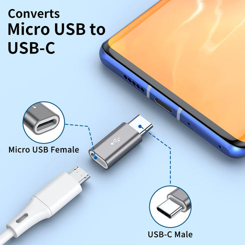 QianLink Micro USB to USB C Adapter,8-Pack Aluminum USB Type C Adapter Convert Connector Compatible with Samsung Galaxy S10 S9 S8 Plus Note 9 8, L...