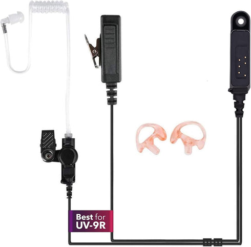 MIRKIT Earpiece Headset, Covert Acoustic Tube Radio Earpiece with Mic for Two Way Radios with Reinforced Cable, Compatible with: Baofeng UV-9R Plu...