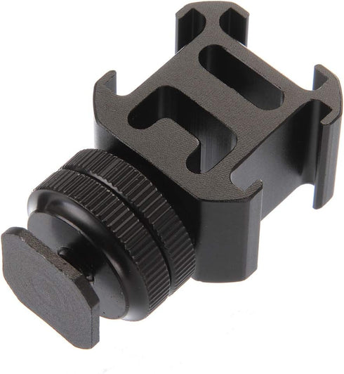 FocusFoto Aluminium Triple Head Cold Hot Shoe Mount Adapter for Lights, LED Monitors, Microphones, Audio Recorder & Studio Flash Bracket Video Cam...