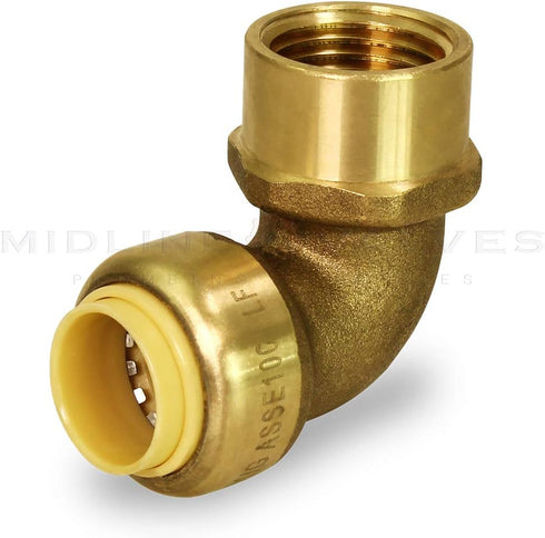 Everflow Supplies Pushlock UPF1 1 Inch Long Push x Female Elbow for Push-Fit Fittings, No Lead DZR Forged Brass, Connects PEX, CPVC, and Copper, P...