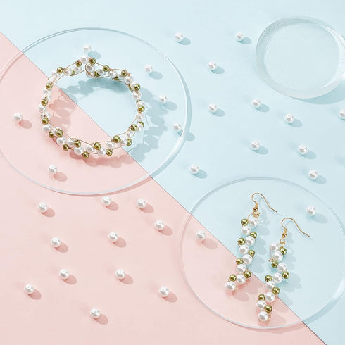 PH PandaHall 6mm about 400Pcs Tiny Satin Luster Glass Pearl Round Beads Assortment Lot for Jewelry Making Round Box Kit White...