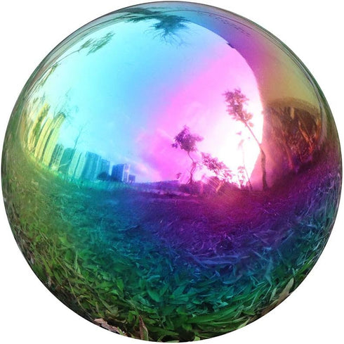 USHome Rainbow Home Garden Gazing Globe Mirror Balls, Polished Stainless Steel Shiny Sphere, Ideal As a Housewarming Gift (6 Inch)...