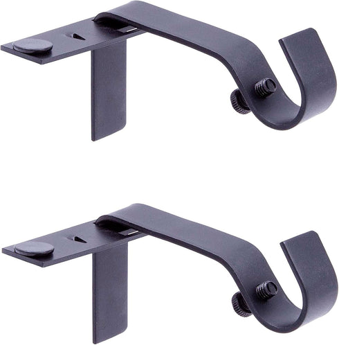 Kenney Fast Fit 5/8" No Measure Curtain Rod Brackets, Matte Black...