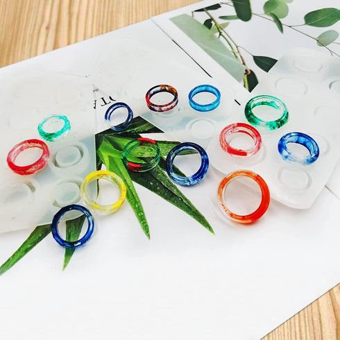 3Pcs Different Shapes Silicone Resin Ring Mold, SENHAI 8 Sizes Ring Jewelry Resin Casting Mold, for DIY Rings, Earrings, Necklace Pendants, Keyrin...
