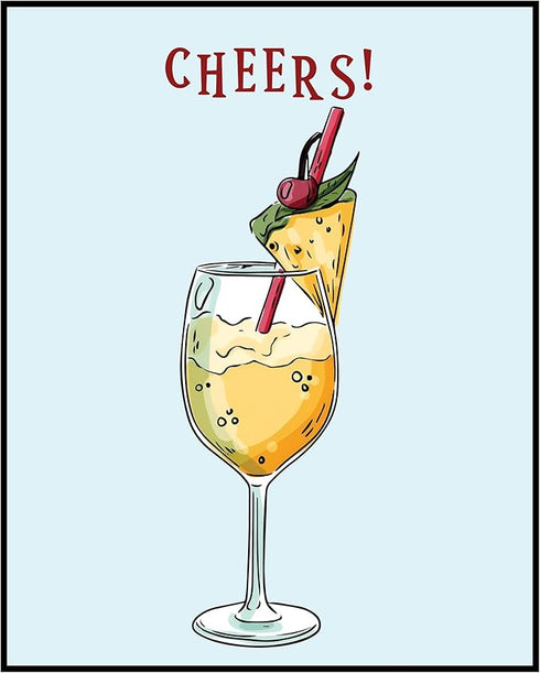 Posterizer 1 pcs-Liquor drink with fun message-cheers-Kitchen & Bar Art Art Poster Print for Home, Office, Store, Bar- unframed wall art...