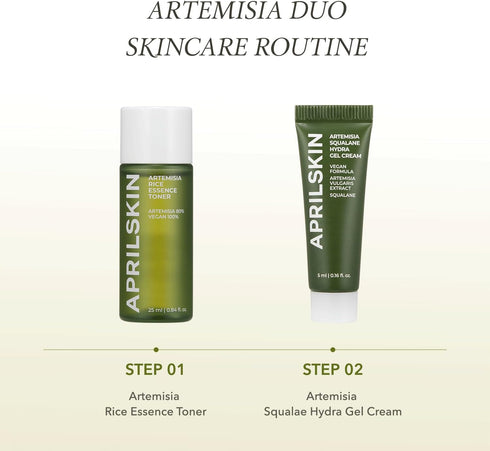 APRILSKIN Artemisia Rice Toner & Squalane Hydra Gel Cream Mini Kit | 100% Korean Mugwort | Travel Kit | Vegan, Cruelty Free, Low pH, | No sulfates...