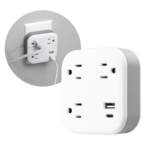 GE UltraPro 3-Outlet Surge Tap with USB, Outlet Extender, 1 USB-A, 1 USB-C, Adapter Spaced, for Home or Office, 900J, White - 81787...