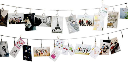 TFu Wall Hanging Photo Display, DIY Picture Photo Frame String with 12 Clips for Hanging Photos Notes and Artworks …...