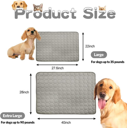 Dog Cooling Mat Pet Cooling Pads Dogs & Cats Pet Cooling Blanket for Outdoor Car Seats Beds (Grey, 22IN*28IN)...