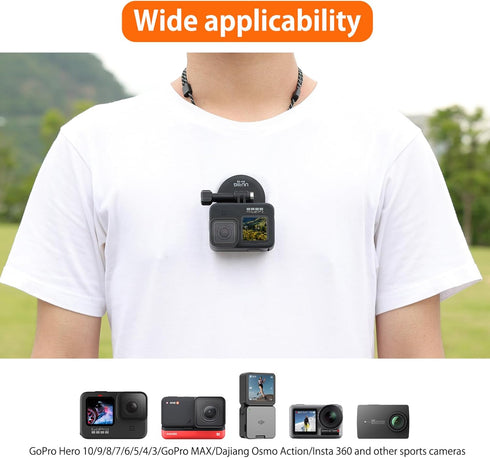 Magnetic Chest Mount with Neck Strap Mount + Magnetic Quick Release Tripod Mount for Gopro 12 11 10 Insta360 X3 Ace DJI Action Body Camera Sticks ...