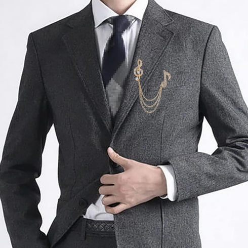2pcs Brooches Pin for Men Lapel Pin Shirts Collar Chain Music Note Layers Tassel Chain Suit Collar Shirt Studs Lapel Stick Metal Crystal Chain Jew...