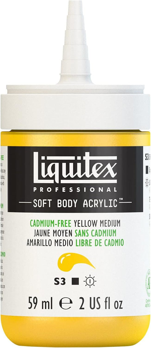 Liquitex Professional Soft Body Acrylic Paint, 59ml (2-oz) Bottle, Cadmium-Free Yellow Medium...