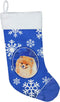 Caroline's Treasures LH9305-CS Pomeranian Winter Snowflakes Holiday Christmas Stocking Fireplace Hanging Stockings Christmas Season Party Decor Fa...