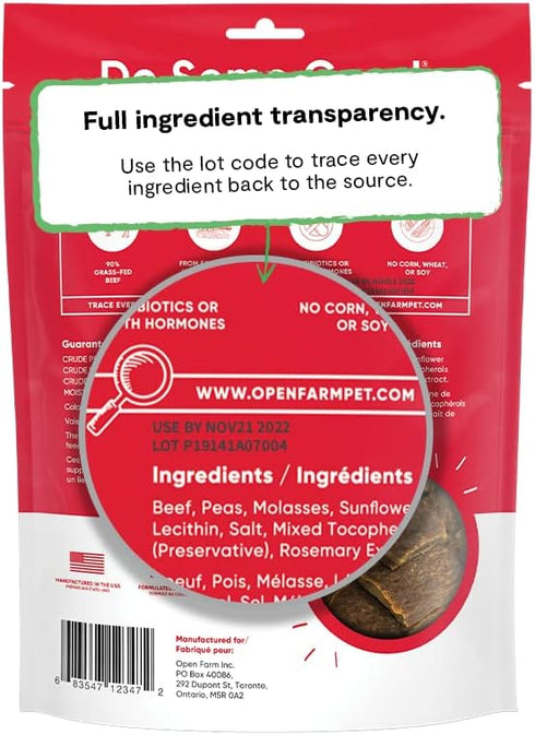 Open Farm Dehydrated Beef Grain-Free Dog Treats, 100% Grass-Fed Beef Recipe with Natural Simple Ingredients and No Artificial Flavors or Preservat...