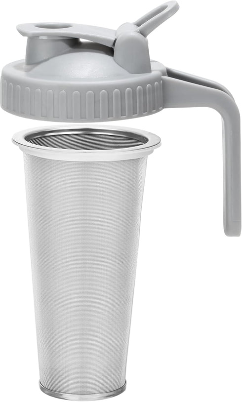 Cold Brew Coffee Filter with Pour Spout Lid for 32 OZ Wide Mouth Mason Jar, 304 Stainless Steel Strainer with Seal Ring for Iced Drinks, Sun Tea I...