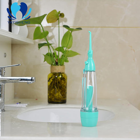 Cordless Water Dental Flosser Non-Electric Portable, Manual Air Pressure Simple Operation, Bottle Strengthening Dental Oral Irrigator for Home & T...