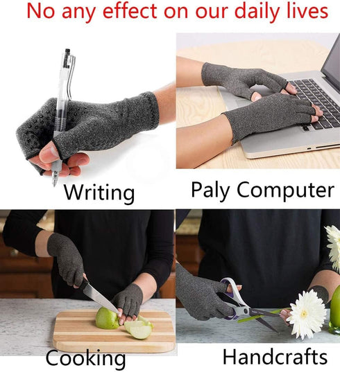 2 Pairs Arthritis Compression Gloves, Provide Support Warmth for Carpal Tunnel, Rheumatoid, Arthritis Pain Relief Gloves, Fingerless Compression G...