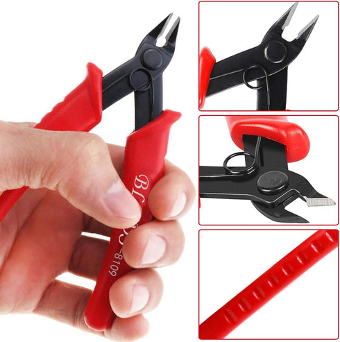 Flush Cutter, Wire Cutters, BS-8109 Soft Wire Cutter Pliers Precision Micro Cutter Anti-Slip Flush Cutter for Electronics Aluminum Jewelry 3D Prin...