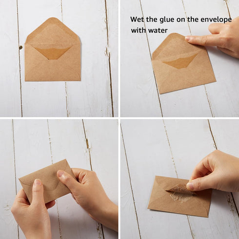 100 Pack Mini Envelopes with Colorful Blank Note Cards Small Self-Adhesive Envelopes Small Business Card Envelopes(4 x 2.7 Inches, Brown)...