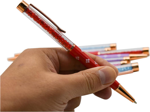 12PCS Novelty Stylus Floating Pens Fancy Floral Business Pens Crystal Diamond Stylus Pen Ink Ballpoint Pens School Office Desk Decor Accessories...