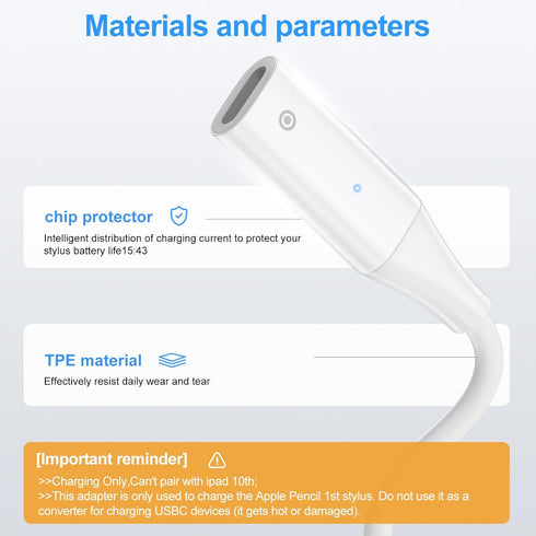 GUUGEI USB Cable for iPad Pencil 1st Adapter (2pcs 1m Charging only) USB Charger Cable Compatible for iPad Pen 1 Generation,USB Charge Connector f...