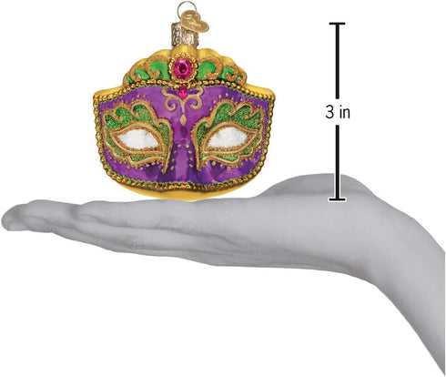 Old World Christmas 36241 Cities, Places and Landmarks Glass Blown Ornaments for Christmas Tree Mardi Gras Mask, 3 X 3 X 2.5...