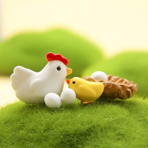 12Pcs Miniature Hen Chicken Family Egg Statue Figurine Garden Decor Ornaments Outdoor Statues Garden Sculptures and Statues...