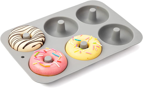 Silicone Donut Mold for 6 Doughnuts, Set of 2. Food Grade LFGB Silicone Bagels Baking Pan, Non-Stick, Dishwasher Safe, Heat Resistant and Microwav...