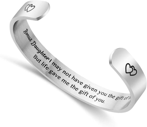 Sunflower Jewellery Daughter Mother Gift Bracelets Wide Cuff Bangle Inspirational Bracelets for Women Mom Personalized Message Engraved Cuff To My...