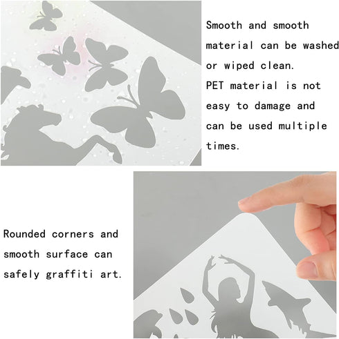 Fantasy Stencils for Painting On Wood Reusable Dream Templates DIY Crafts Scrabooking 16 Pcs Silhouette Art Supplies...