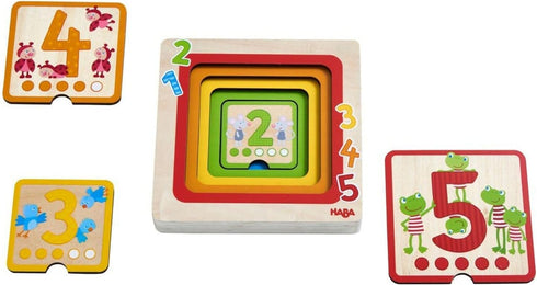 HABA Counting Friends Wood Layering Puzzle 1 to 5...