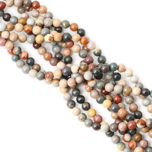 45PCS 8mm Natural USA Picture Stone Gemstone Round Loose Beads for Jewelry Making DIY Findings 1 Strand 15"...