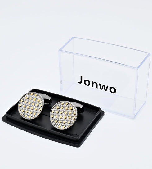 Round Black Tone Round Men's Cufflinks In Gift Case Classic Black Metal Cufflinks for Men for Wedding Party Business Birthday Anniversary Dress...