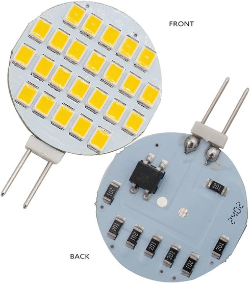 GRV G4 Bi Pin Base Halogen Replacement Bulb 24-2835SMD LED Bulb Lamp Super Bright RV Camper Under Cabinet Dome Light DC12V Dimmable Warm White Sof...