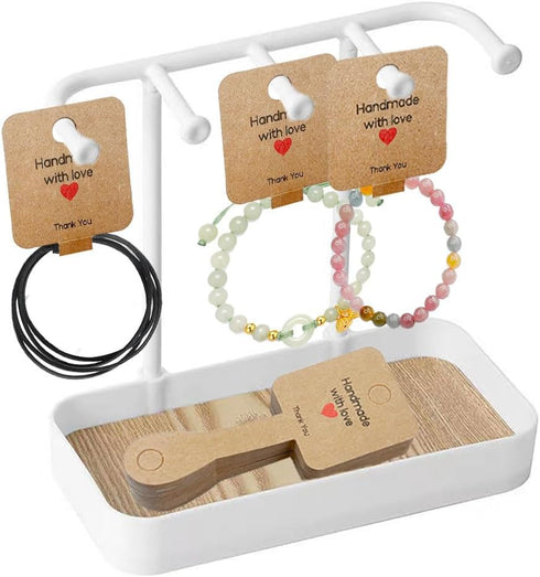 Bracelet Display Cards, 100 Necklace Jewelry Holder Cards Self Adhesive,Jewelry Packaging for Small Business Kraft Paper Cards for Necklaces,Choke...