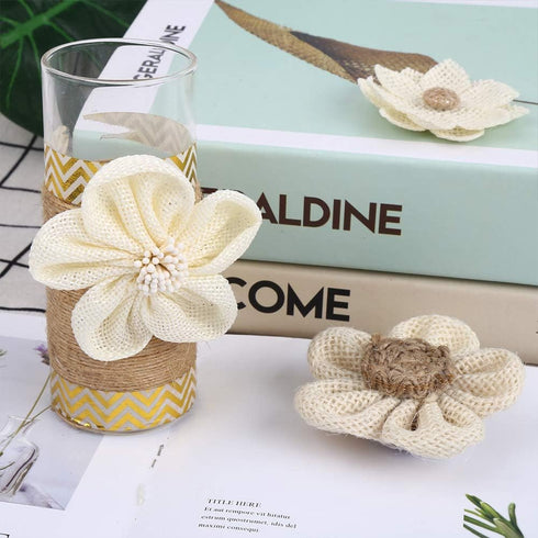 Handmade Natural Rustic Burlap Flowers Assorted Burlap Rose 20PCS for Wedding Decoration and Floral DIY Crafts Making by CCINEE...