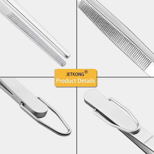 JETKONG Extra Long Kitchen Tweezers Heavy Duty Stainless Steel Cooking Tweezers, Set of 3 (9 12 14 Inch, Silver)...
