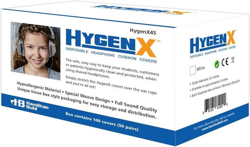 HamiltonBuhl - HECHYGENX45 HygenX Sanitary Ear Cushion Covers for Over-Ear Headphones & Headsets - 50 Pair...