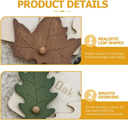 Kisangel Toddler Toys Preschool Puzzles 4pcs Wooden Leaf Shape Puzzle Leaf Wooden Jigsaw Puzzles Educational Learning Stem Toys for Birthday Early...