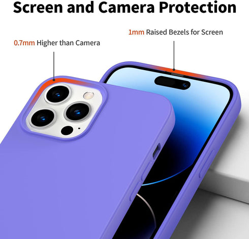 Designed for iPhone 14 Pro Max Case, Silicone Ultra Slim Shockproof Phone Case with Soft Anti-Scratch Microfiber Lining, [Enhanced Camera Protecti...