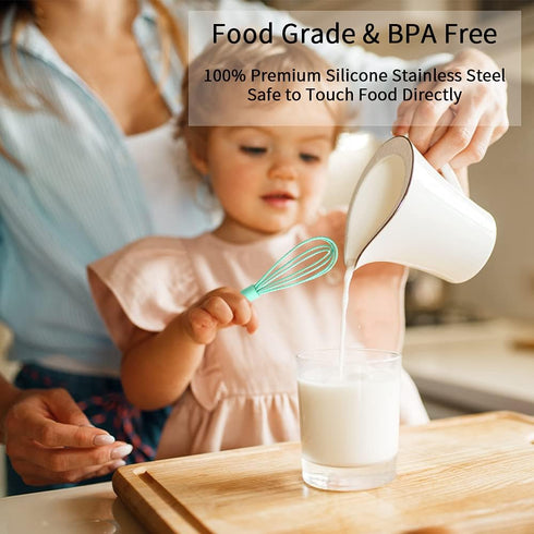NCAM 5 Pcs Silicone Whisk for Cooking - Mini Whisk Stainless Steel Dough Whisk, Non Stick Hand Tiny Balloon Wire Whisk, Milk egg Frother for Blend...